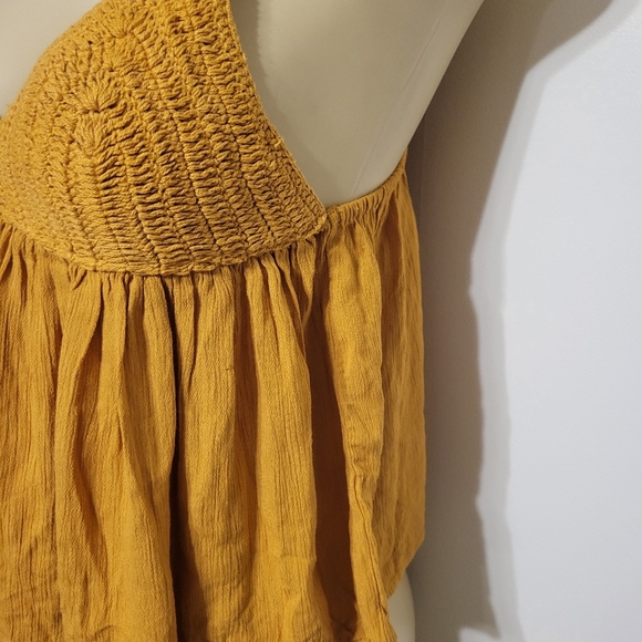 Derek Heart Orange Crochet Tank Top Crop Top Small - Picture 3 of 4